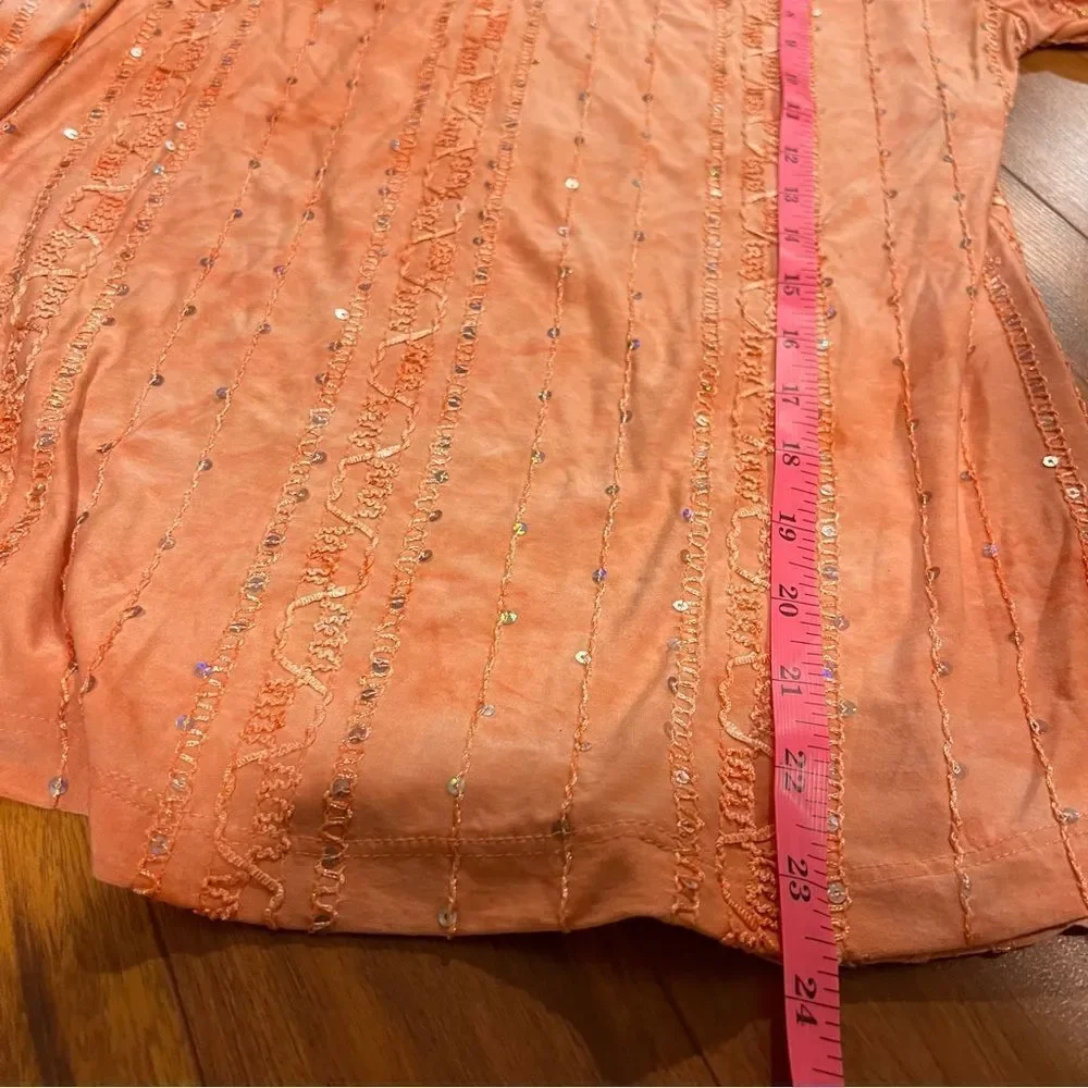 JM Collection orange sequin top - Picture 7 of 8